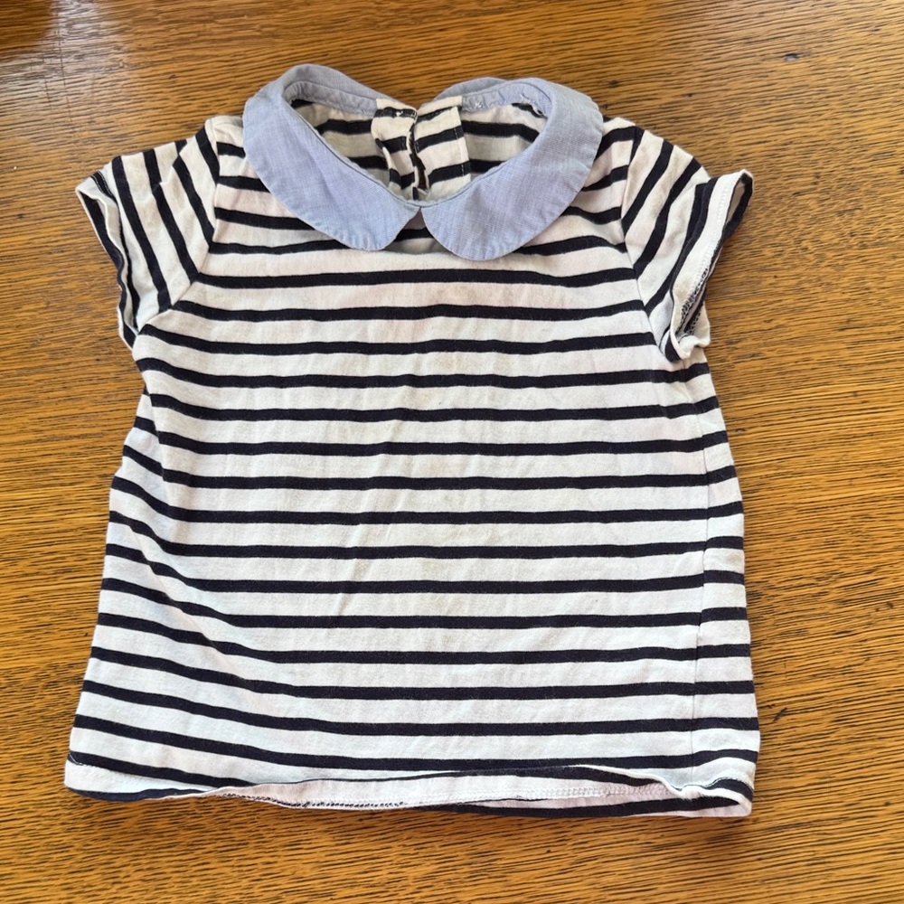 Jacadi Striped Kids Shirt with Blue Collar, 104cm